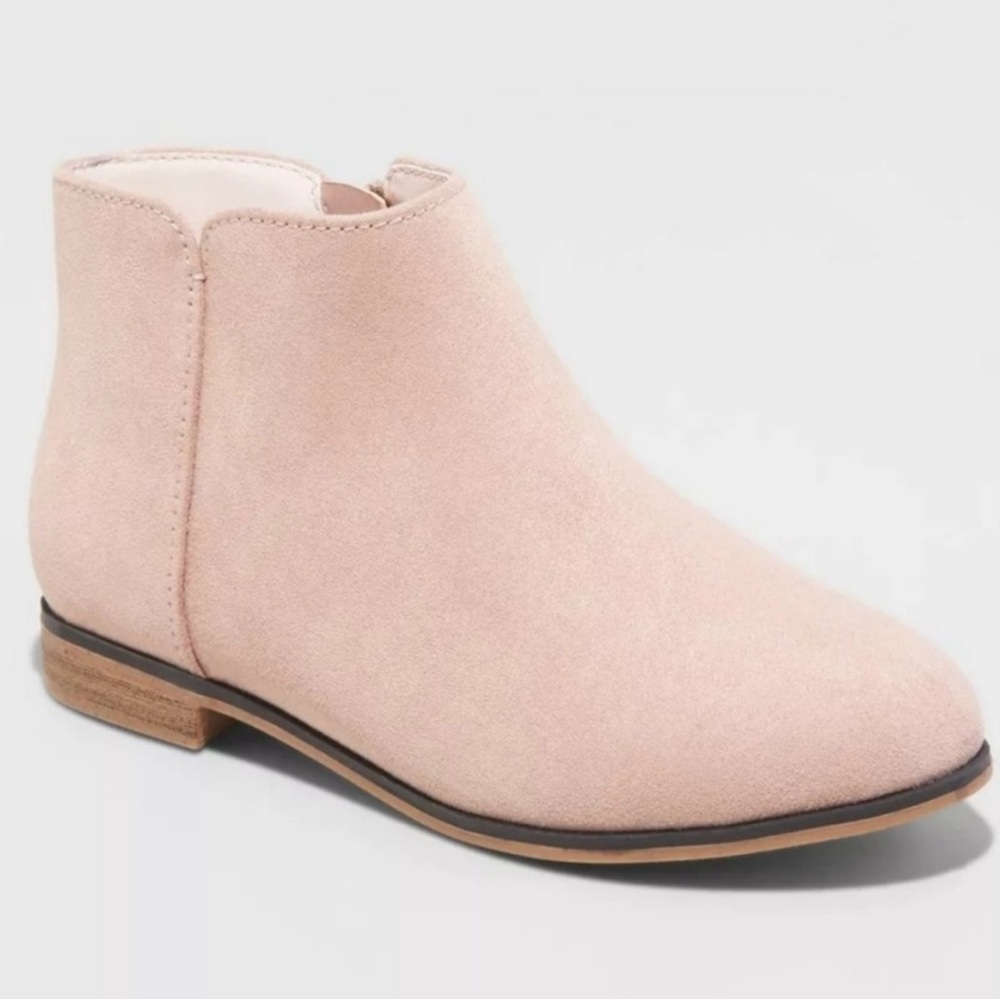 Cat & Jack Big Kids Size 4 Light Pink Penelope Zipper Boots Like New Condition
